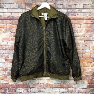 Vintage Avon Brown Leopard Windbreaker Lady Jacket with Shoulder Pads Size Small